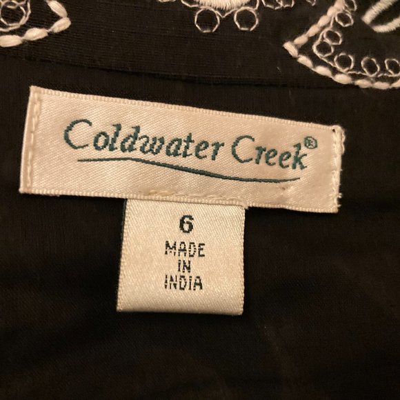 Coldwater Creek Jacket Size 6 Embroidered Floral Black and White 3/4 Sleeve - Picture 3 of 6
